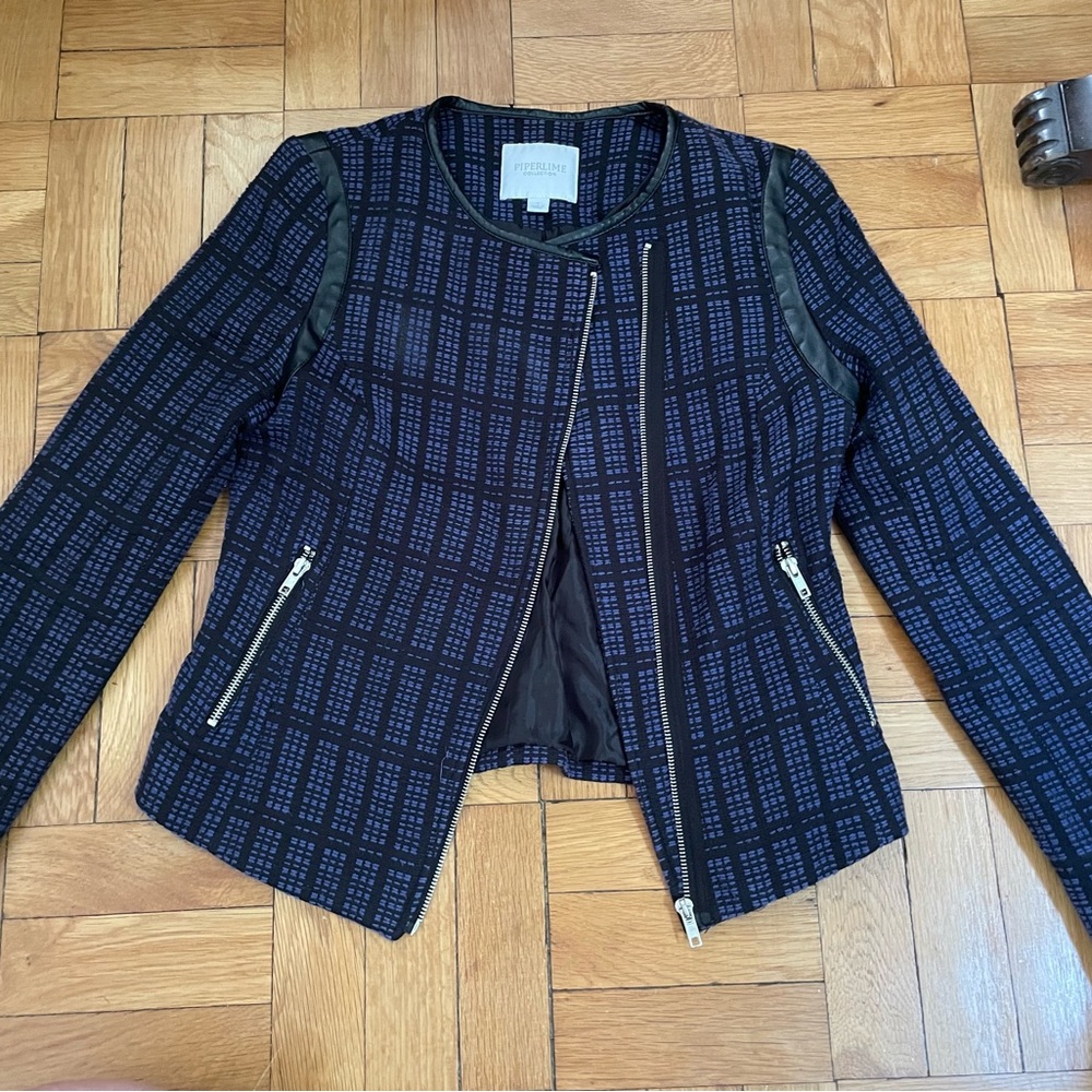 Fun blue and faux leather jacket